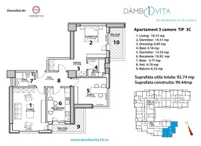 Apartament 3 Camere - 3C  Scara 1