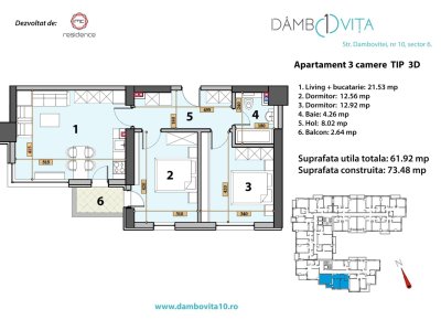Apartament 3 Camere - 3D Scara 1
